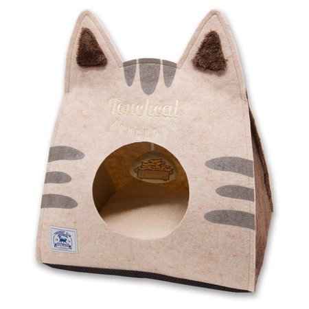 BPF Kitty Ears Folding Cat Pet Bed House with Toy, Brown - One Size BP1669962